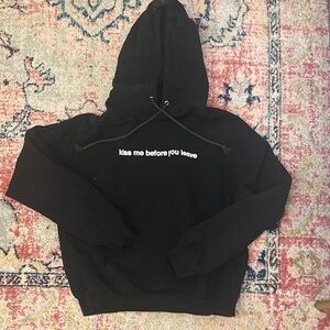 “Kiss Me Before You Leave” Black Hooded Sweatshirt